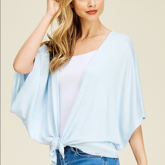 New Powder Blue Short Sleeve Cardigan - Picture 3 of 3